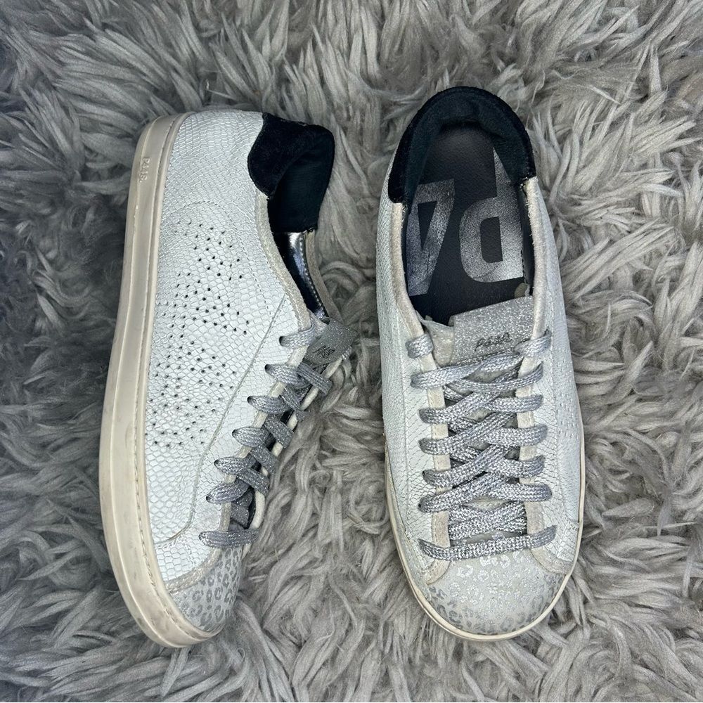 P448 John leopard print lace up distressed sneakers women’s shoe size 7
